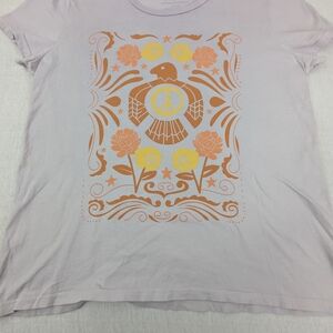 Midnight Rider Peace Dove Tee Orange Yellow Graphics Light Taupe Grey Large